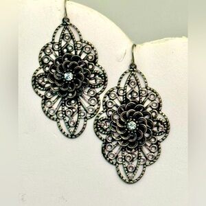 Victorian metal Earrings with Rhine Stone